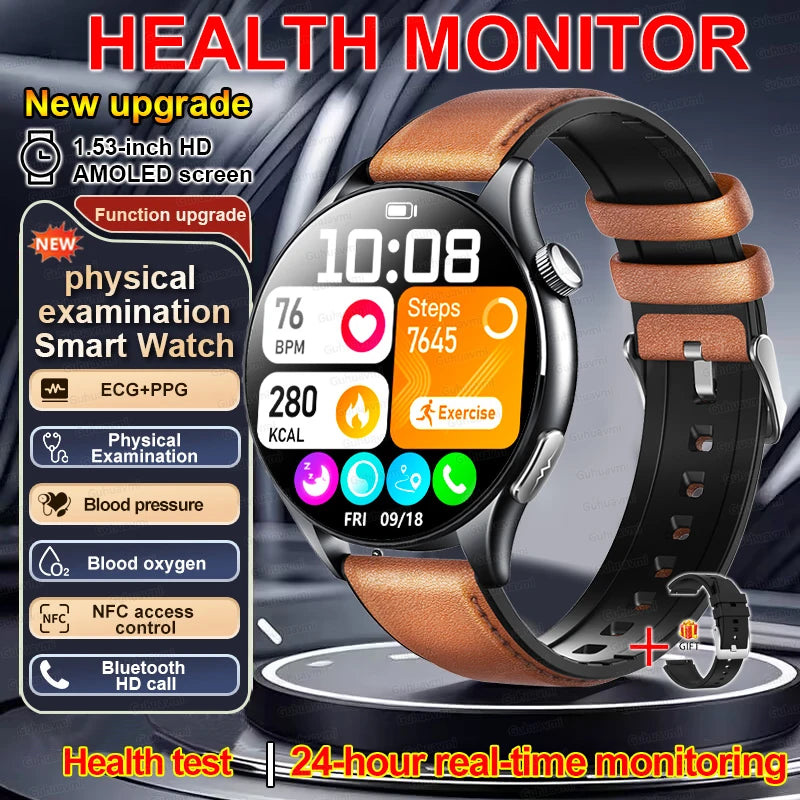 2026 New Smart Watch ECG+PPG Health monitoring Blood pressure UricAcid  Fitness Tracker Clock Sport Call Smartwatch Custom dial