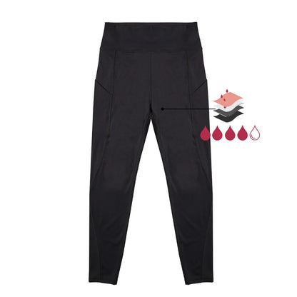 Women Period Yoga Pants with Pockets High Waist Leakproof Elastic Soft Menstrual Leggings for Workout Running Yoga
