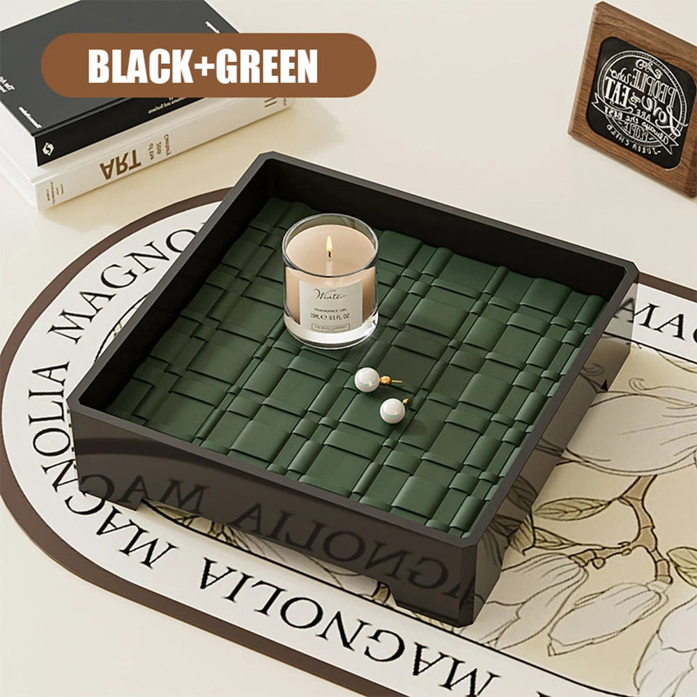 Light Luxury Ancient Leather Storage Tray Box Leather Aromatherapy Tray Desktop Ornament Decor Keys Coins Holder Trays