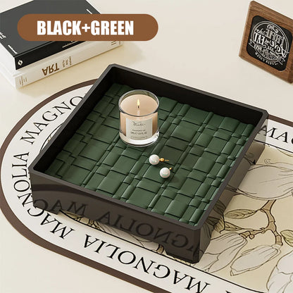 Light Luxury Ancient Leather Storage Tray Box Leather Aromatherapy Tray Desktop Ornament Decor Keys Coins Holder Trays