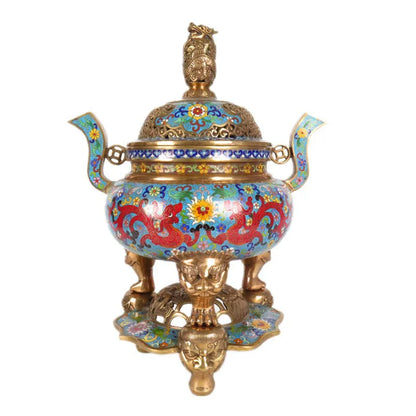 Incense burner household indoor living room copper body filigree enamel color pure copper incense burner accessories