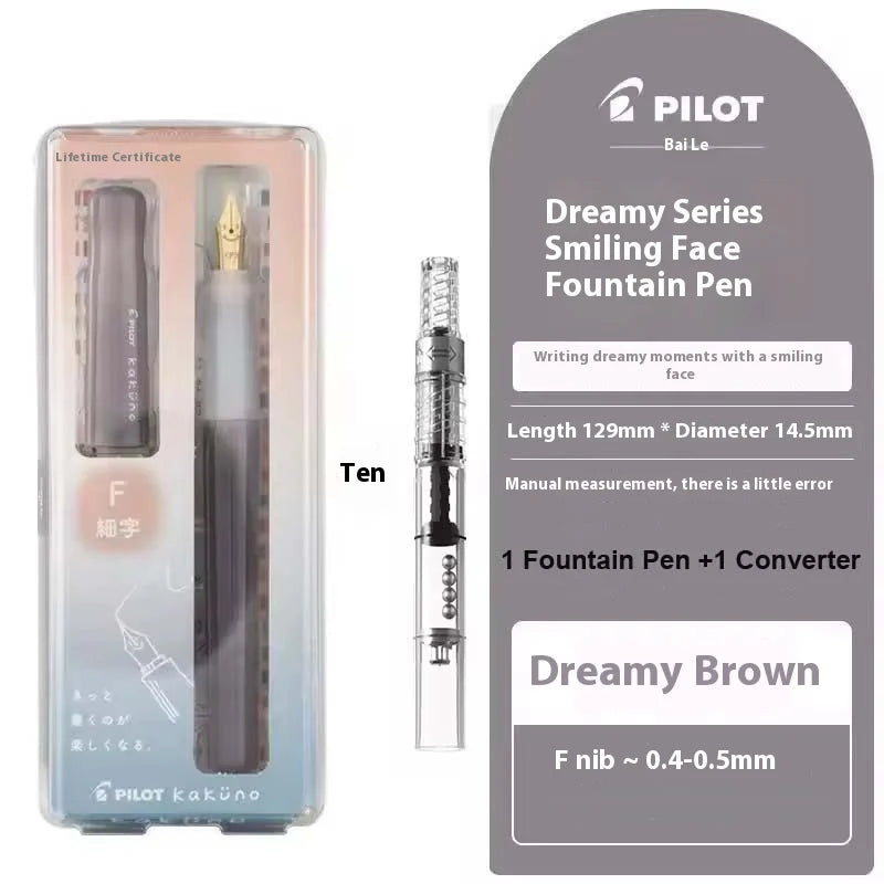 Pilot Japan Kakuno Fountain Pen Limited Cute Panda Nib Cap Smiley Face Pens Gift for Students Journaling Ins Healing Aesthetic