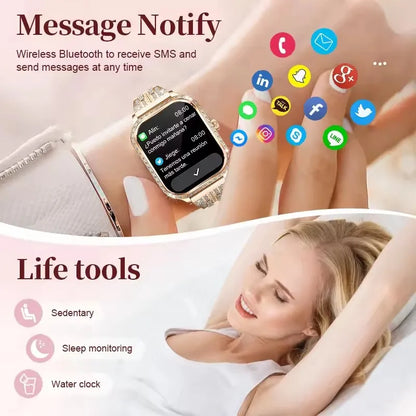 2026 New Smart Watch For Women Gift 1.75 Inch Full Touch Screen Sports Fitness Watches Bluetooth Calls Digital Smartwatch Ladies