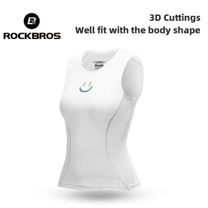 ROCKBROS Female Cycling Vest Lightweight Breathable Mesh Fitness Top Slim Fit Summer Cycling Jersey Vest Women Sports Clothing