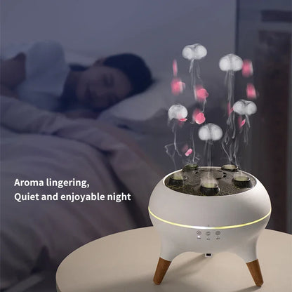 Dynamic Jellyfish Aroma Diffuser, Sound-Activated Mist, Colorful Lights, Remote Control, 2 Timers for Home Office