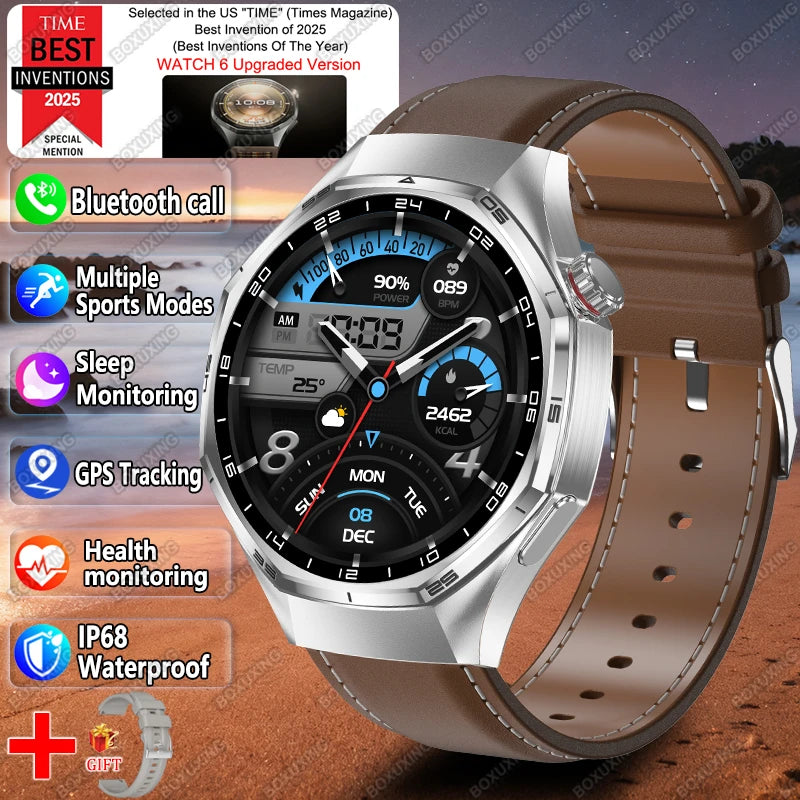 2026 New Watch 6 Pro GPS Smart Watch Men Sports Fitness AMOLED Screen Health Monitor Bluetooth Call IP68 Waterproof Smartwatch