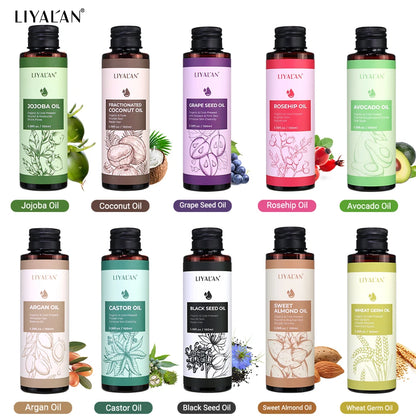 Pure Jojoba Oil Coconut Castor Hair Care Argan Sweet Almond Grape Rosehip Avocado Carrier Black Seed Wheat Germ Body Skin Care