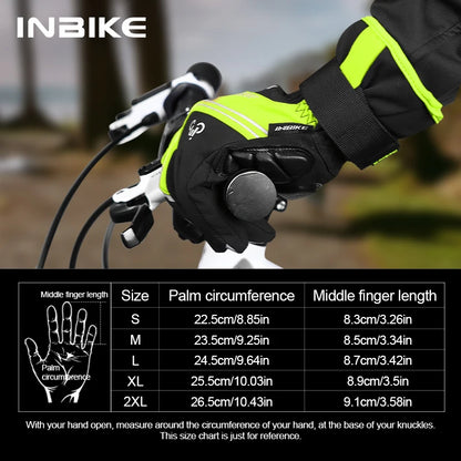 INBIKE Thermal Cycling Gloves Gel Winter MTB Road Bike Gloves Windproof Shockproof Full Finger Glove Bicycle Riding Accessories