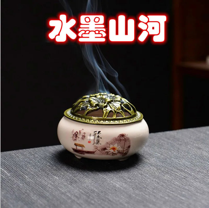 Ceramic Incense Burner Household Incense Kiln Ceramic Incense Burner Sandalwood Box Incense Diffuser Ceramic Incense Burner
