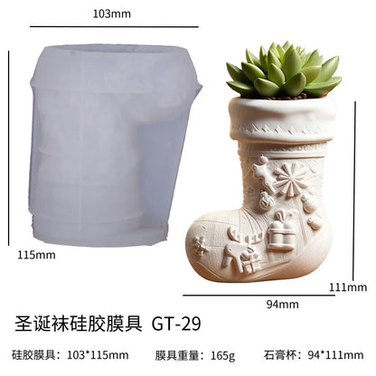 Christmas Stockings Shape Ornament Making Gypsum Cup Mold DIY Glue Mold Aromatherapy Candle Cup Vase Storage Cup Silicone Mould