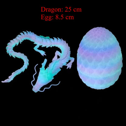 3D Printed Dragon Egg with Articulated Dragon Toy Flexible Chinese Dragon Model Figurine Home Desk Car Ornament Decor Gift