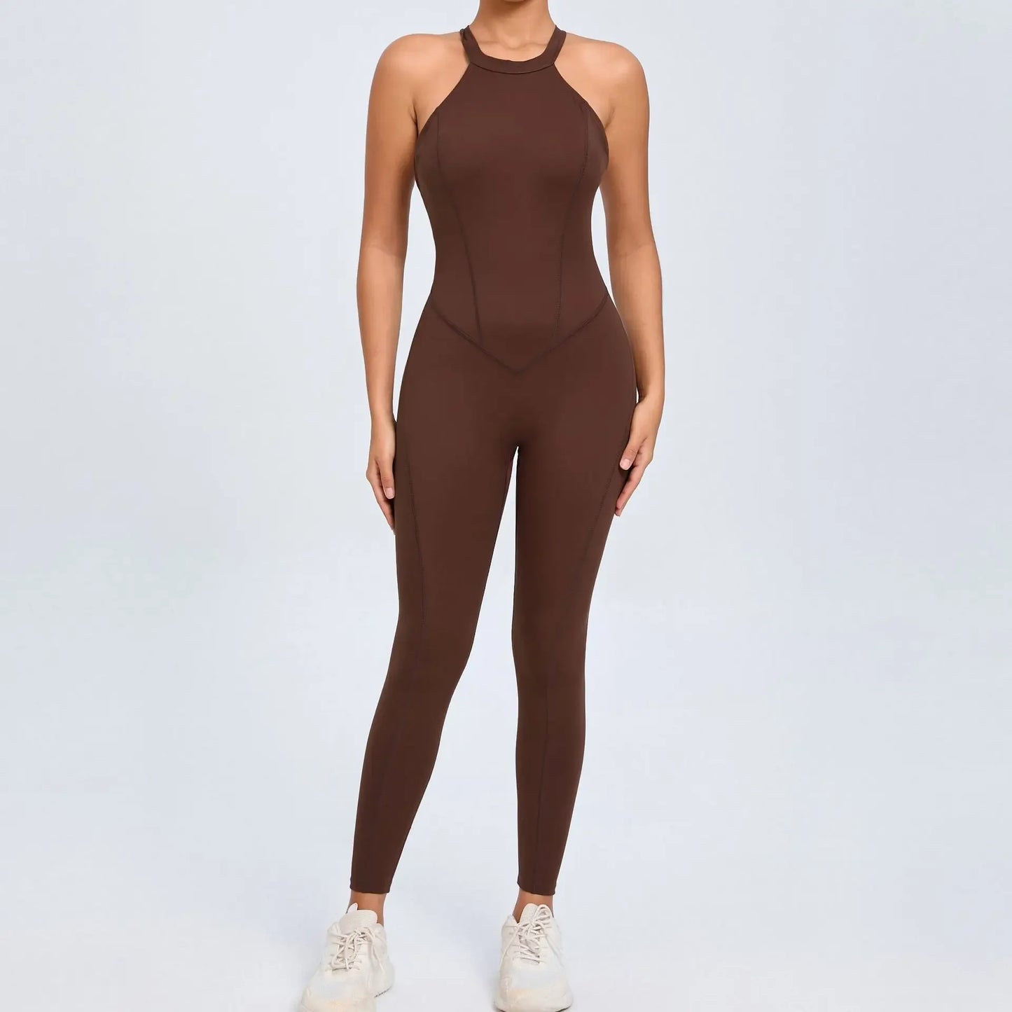 Sports Jumpsuit Woman Gym Sexy Long Jumpsuits One Pieces Fitness Overalls Sportswear Mono Mujer Coffee Body Women Clothes New