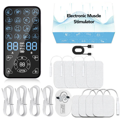Pain Relief TENS Unit EMS Massager - Professional Muscle Stimulator For Back Shoulder Neck Relief Fitness Recovery