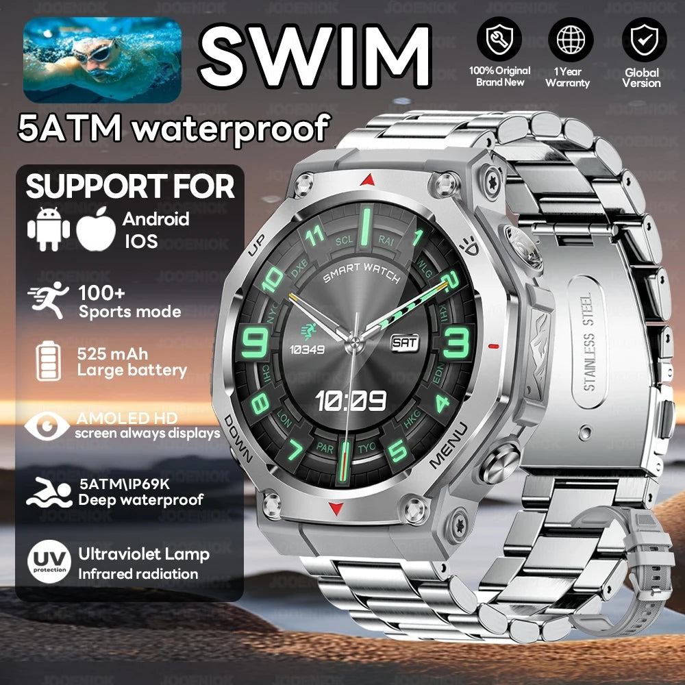 T-Rex 3 Ultra GPS Smart Watch 5ATM Waterproof Fitness Tracker 1.43-inch AMOLED Screen Military Sports Smartwatch Men