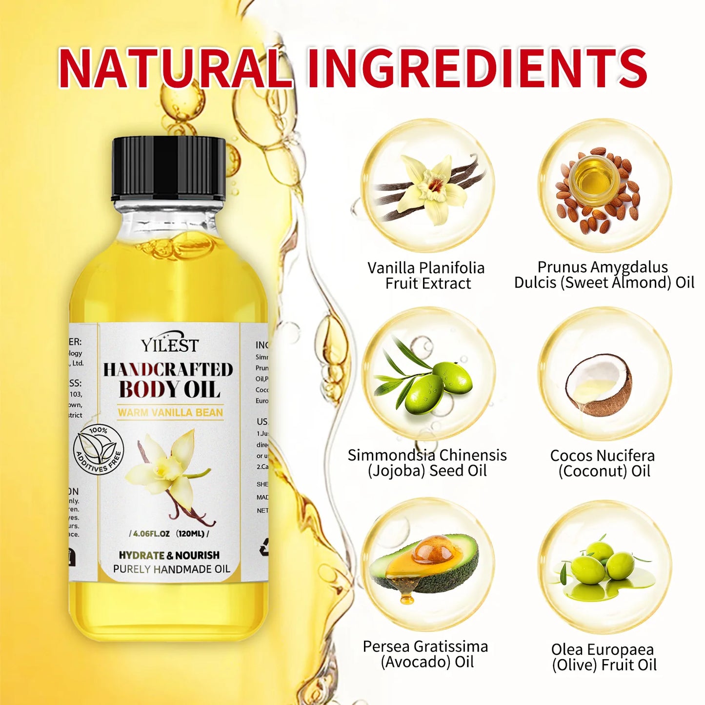 Professional Body Massage Oil 120ml - Relieves Muscle Stress, Deeply Relaxes & Moisturizes with Natural Plant Essential Oils