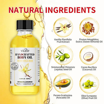 Professional Body Massage Oil 120ml - Relieves Muscle Stress, Deeply Relaxes & Moisturizes with Natural Plant Essential Oils