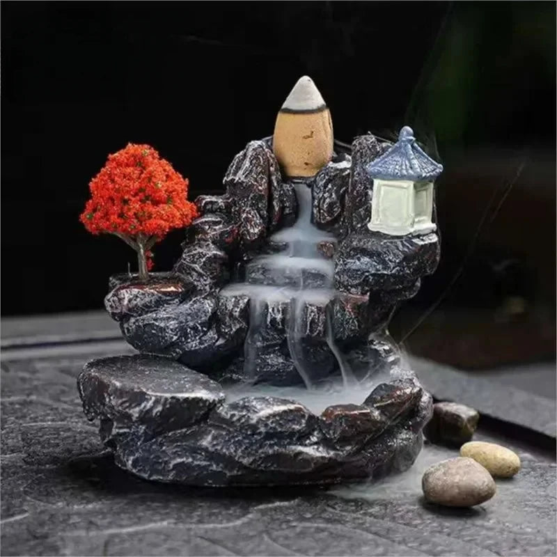 Backflow Incense Burner Mountain River Waterfall Aroma Smoke Zen Censer Holder Home Decor Fun Gift