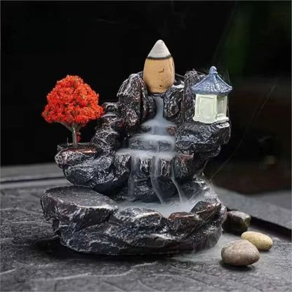 Backflow Incense Burner Mountain River Waterfall Aroma Smoke Zen Censer Holder Home Decor Fun Gift
