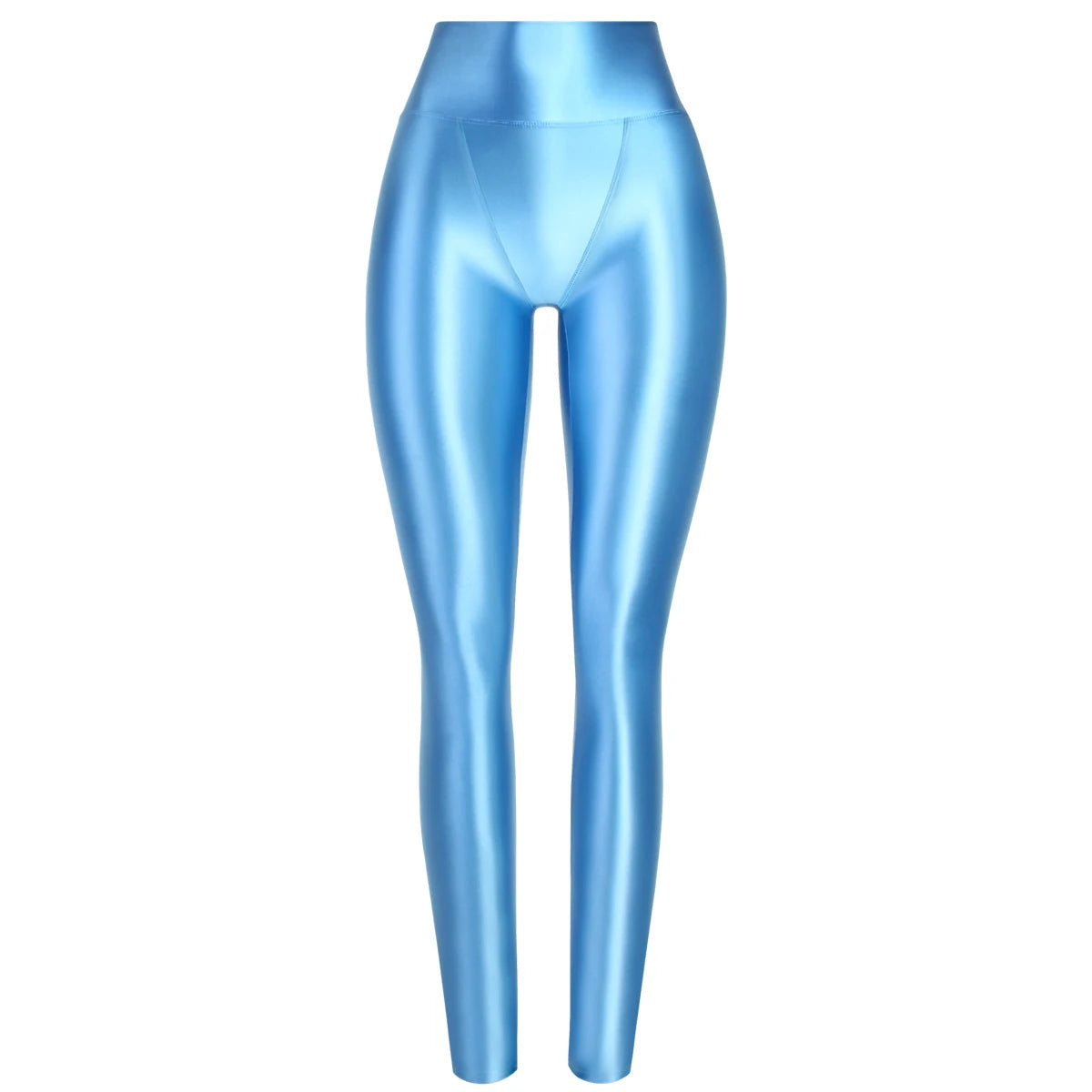 MJINM Sexy Glitter Soft Smooth High Waist Double-layered Small V-crotch Ankle-length Pants Yoga Fitness Gymnastic Tight Leggings