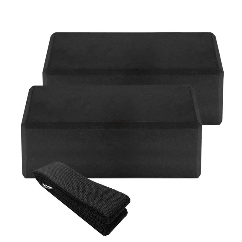2pcs EVA Yoga Blocks 1pcs Cotton Yoga Strap Stability Blocks Yoga Strap Set for Yoga Pilates Meditation