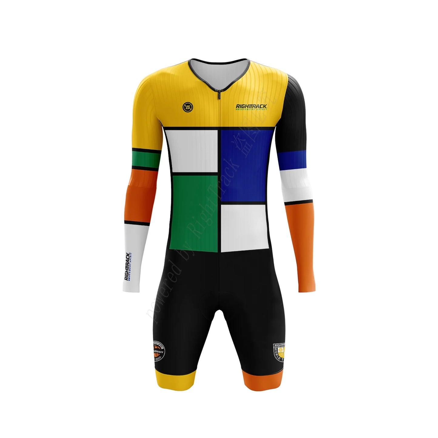MEN'S Triathlon Trisuit World Championship Long Sleeve Dragon Skinsuit RIGHTTRACK Swimming Cycling Running Competition Appare