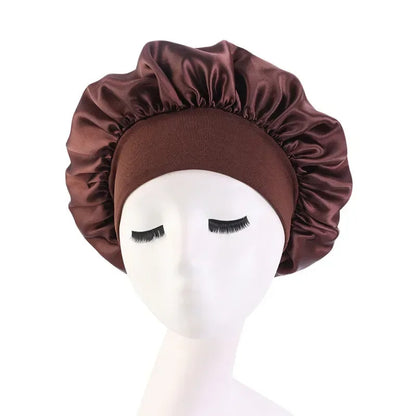 Hair Bonnet for Sleeping Silk Nightcap Satin Elastic Narrow Brim Shower Cap Round Hat Home Hair Care Cap Satin Bonnet