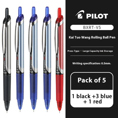 Japanese Pilot Gel Pen, BXRT-V5 0.5mm Metal Needle Tip Black Red Blue Ink,Premium Smooth&Precise for Signing,Exams,Journaling