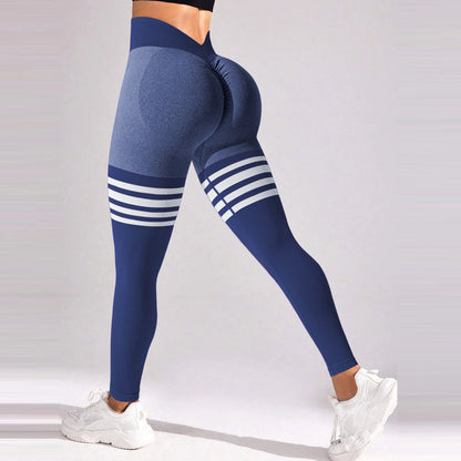 Women V Back Line Leggings Butt Lifting Gym Fitness Athletic Workout Elastic Leggins Outdoor Yoga Pants Sports Training Tights