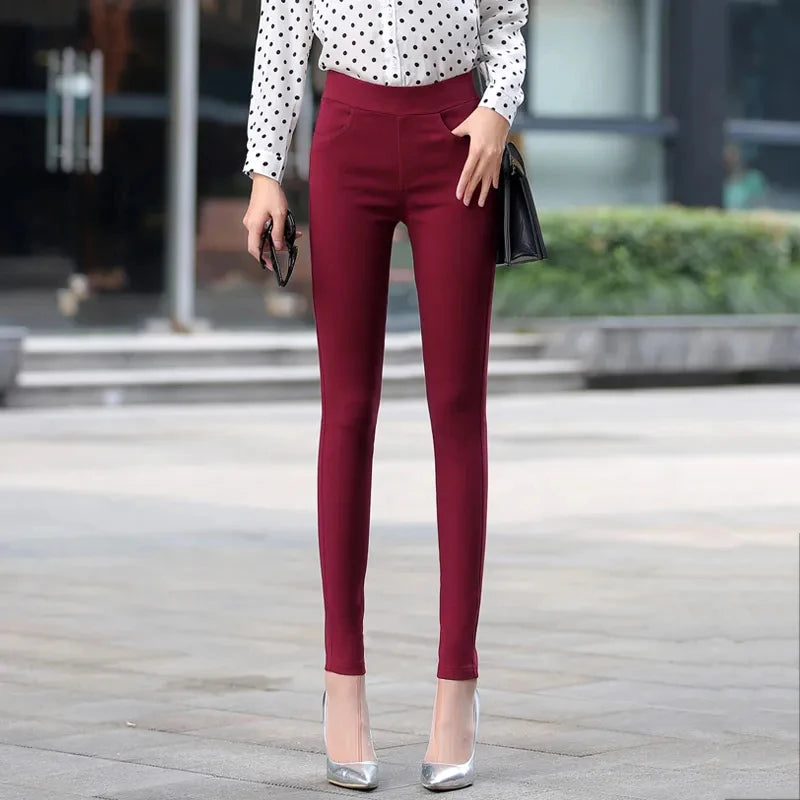 Women Spring Summer Elastic High Waist Pencil Pants Mother Gym Sport Basic Skinny Pantalon Korean Fashion Stretch White Leggings