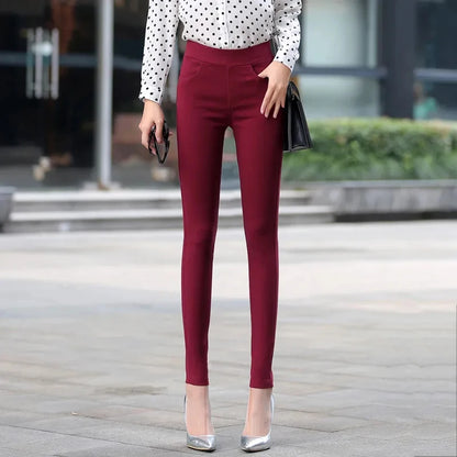 Women Spring Summer Elastic High Waist Pencil Pants Mother Gym Sport Basic Skinny Pantalon Korean Fashion Stretch White Leggings