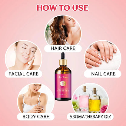 100ml Rose Oil For Face With Red Ginseng Extract Facial Serum Anti Aging Brighten Hydrat Firm & Reveal Radiant Skin