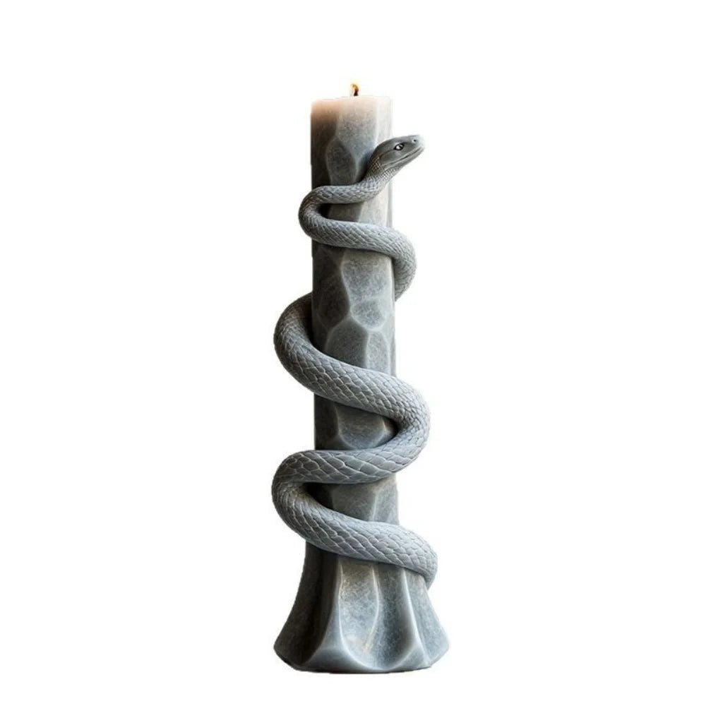 Flower Snake Pillar Candle Molds Silicone Mold DIY Cylindrical Aromatherapy Candle Plaster Animal Mold Form Halloween Decor