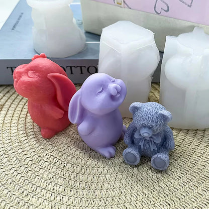 Easter Bunny Shape Molds Adorable Easter Bunny Aromatherapy Plaster Mold Smiling Rabbit Silicone Candle Molds