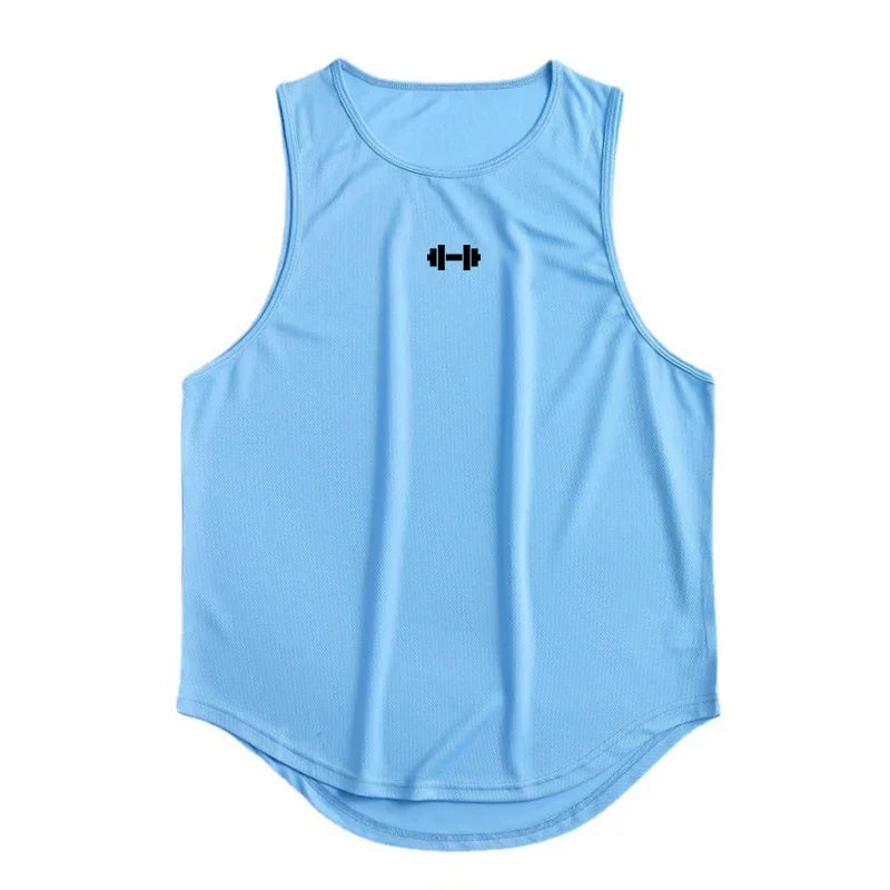 Summer DIY Brand Gym Tank Top Men Mesh Quick Dry Bodybuilding Sleeveless Shirt Fitness Singlets Basketball Clothing Muscle Vest