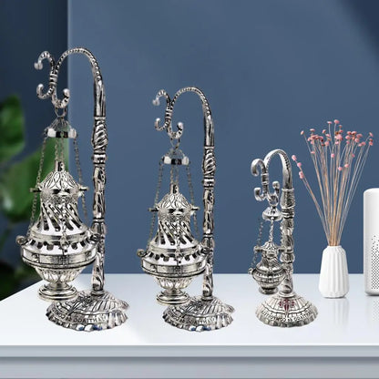 Exquisite Incense Burner with Lid Church Ash Catcher Censer Decor