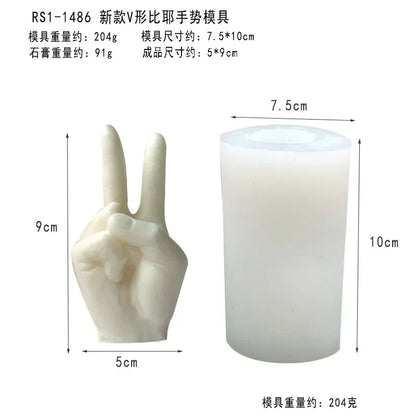 Gesture Candle Mold Diy Aromatherapy Plaster Thumbs Up Victory Bier Middle Finger Cake Silicone Mould Epoxy Candle Making Molds
