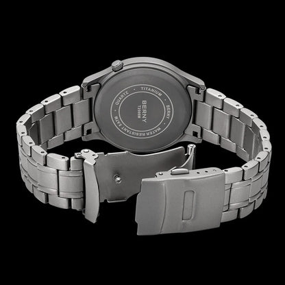 BERNY Titanium Watch For Men AR Coat Sapphire Fashion Wristwatch Luminous VH31 Ultra-thin Quartz Watch Waterproof 5ATM Watches