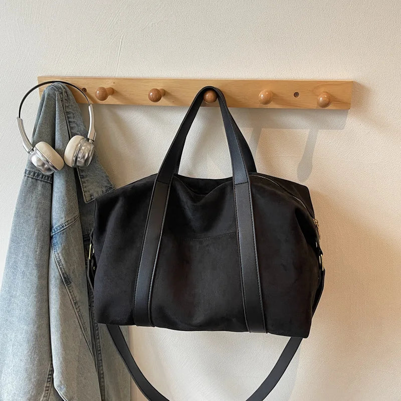 New handbag for womoen big totes Faux suede female Shoulder Crossbody Bags Large Capacity Travel Fitness bag brown bolsa
