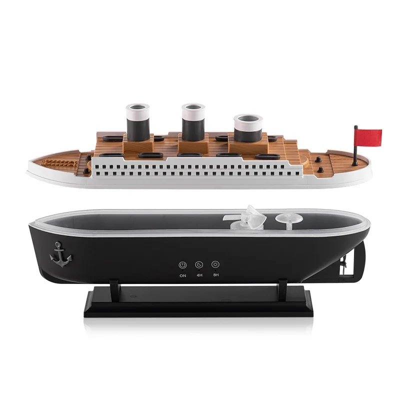 Ship-Shaped Aroma Diffuser, Jellyfish Spray, Colorful Lights, 2 Modes, Timer & Remote for Home Office