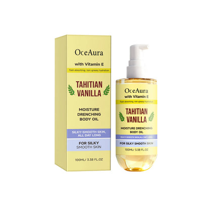 OceAura Moisturizing Body Oil Vanilla Deep Hydration Non-greasy Silky Smooth Skin Texture Improvement Vitamin E Body Massage Oil