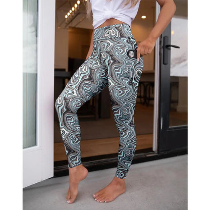 LETSFIND High Waist Women's Fitness Leggings 3D Digital Print Sexy Pockert Elastic Pants Fashionable Gym Trousers