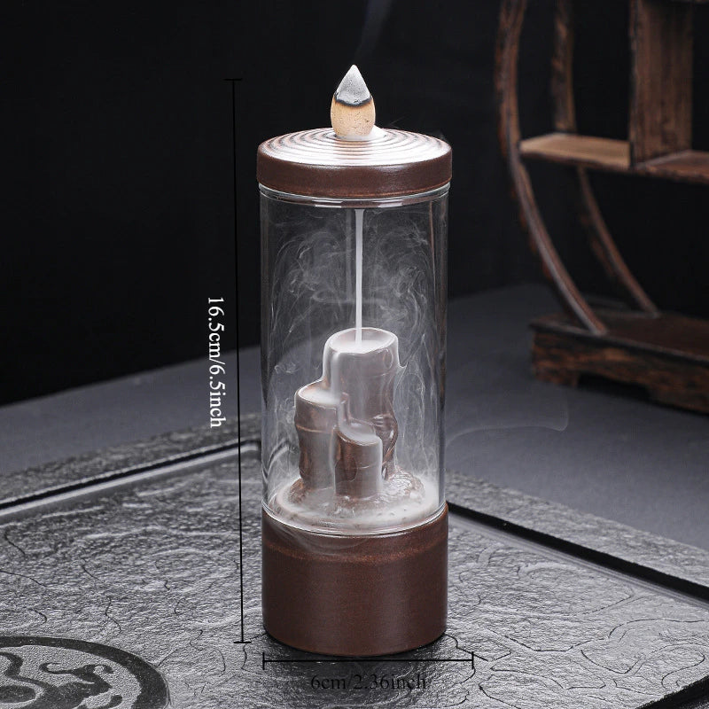Creative Glass Cover Reverse Flow Incense Burner Ornamental Incense Path Zen Ornament