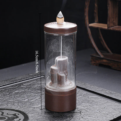 Creative Glass Cover Reverse Flow Incense Burner Ornamental Incense Path Zen Ornament