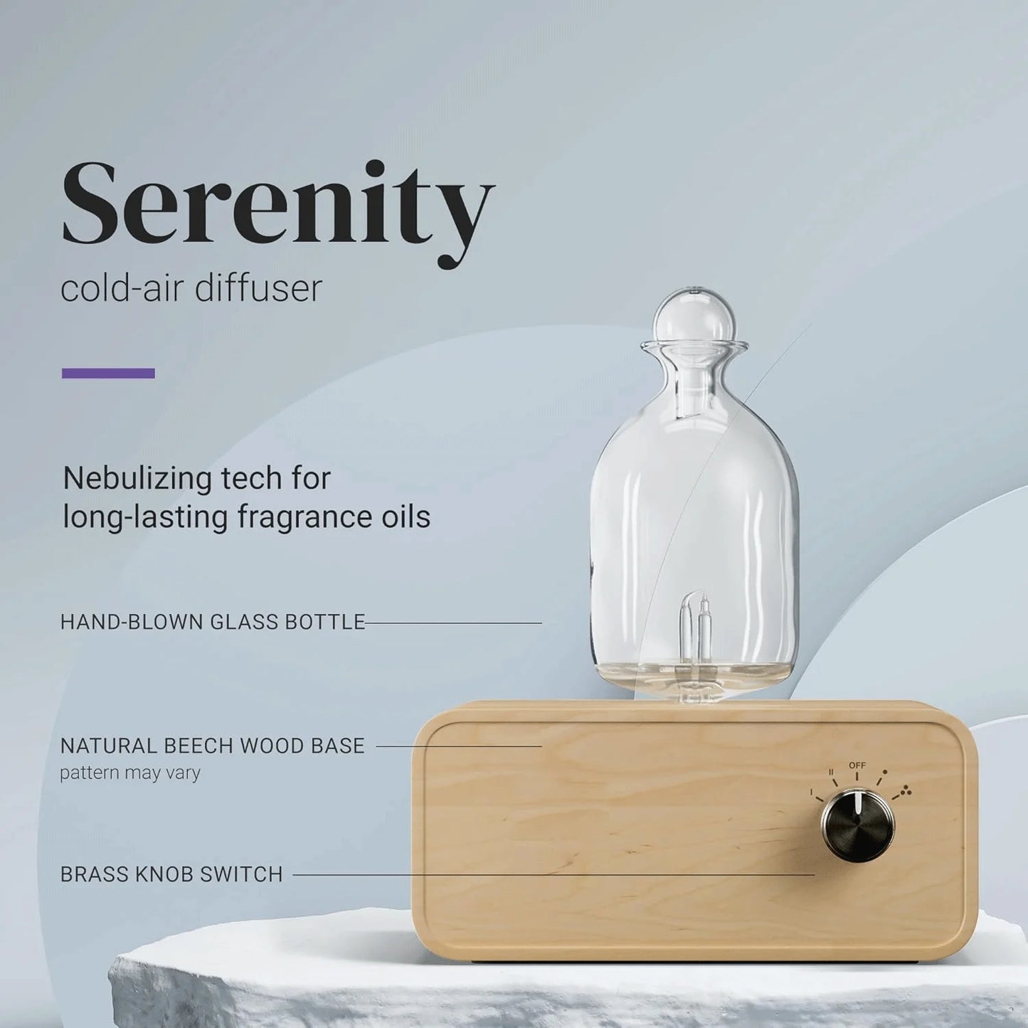 Nebulizing Essential Oil Diffuser Waterless Operated Aromatherapy Diffuser for Home Wood and Glass Aroma Diffuser Scent Machine