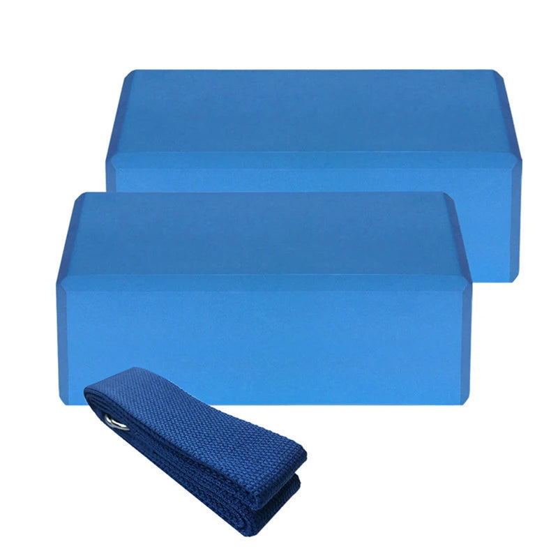 2pcs EVA Yoga Blocks 1pcs Cotton Yoga Strap Stability Blocks Yoga Strap Set for Yoga Pilates Meditation