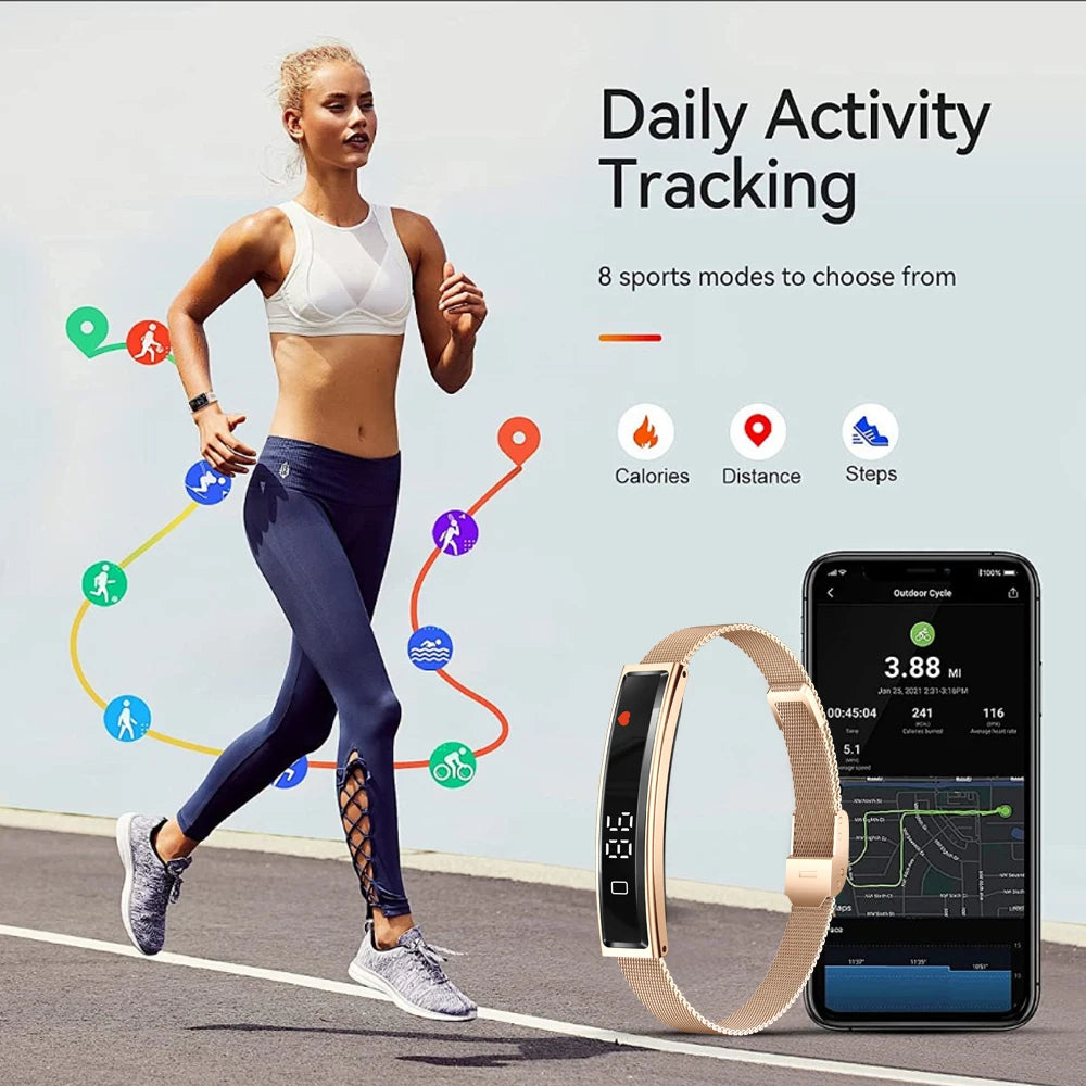 2026 New Fashion Women Smart Bracelet Multi-Sport Mode Fitness Tracker Heart Rate & Sleep Health Monitoring Smartwatch Men Women