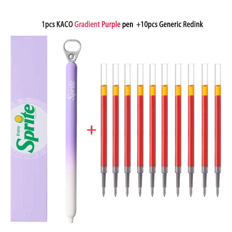 New KACO x Sprite Limited Edition Gel Pen,Dual Ball Pen Quick Drying Stylo 0.5mm Click Smooth Writing For School&Journaling