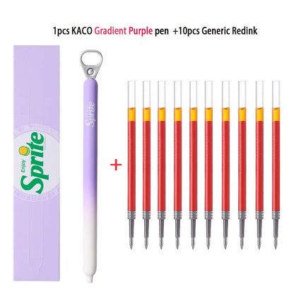 New KACO x Sprite Limited Edition Gel Pen,Dual Ball Pen Quick Drying Stylo 0.5mm Click Smooth Writing For School&Journaling