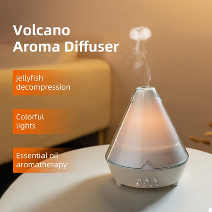 7 Colors Gradient Light Simulated Volcano Aroma Diffuser Jellyfish Smoke Ring Air Humidifier USB Aromatherapy Oil Diffuser