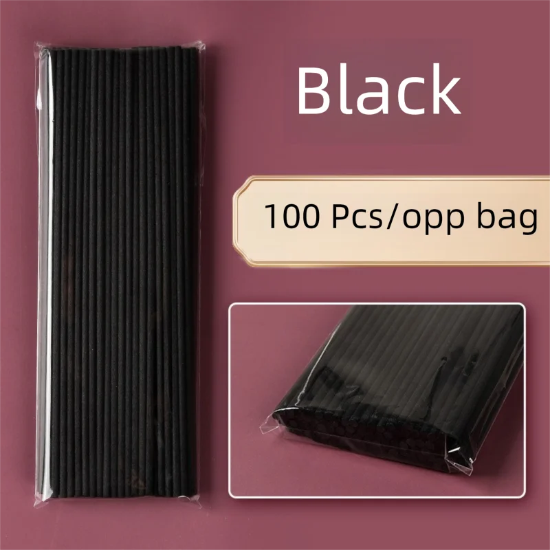100 Pcs/Pack 3mm*20cm Diffuser Sticks , Fragrance Refill Black Fibre Reed Thick Aromatherapy Diffuser Sticks for Diffuser Oils